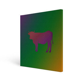Холст квадратный с принтом Корова(трехцветный градиент) в Курске, 100% ПВХ |  | animals | животные | звери | корова | коровка | коровы | мягкий цвет | прикольная картинка | простая картинка