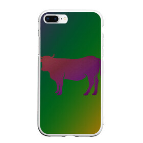 Чехол для iPhone 7Plus/8 Plus матовый с принтом Корова(трехцветный градиент) в Курске, Силикон | Область печати: задняя сторона чехла, без боковых панелей | animals | животные | звери | корова | коровка | коровы | мягкий цвет | прикольная картинка | простая картинка