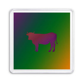 Магнит 55*55 с принтом Корова(трехцветный градиент) в Курске, Пластик | Размер: 65*65 мм; Размер печати: 55*55 мм | animals | животные | звери | корова | коровка | коровы | мягкий цвет | прикольная картинка | простая картинка