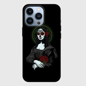 Чехол для iPhone 13 Pro с принтом Mona Lisa   Santa Muerte в Курске,  |  | Тематика изображения на принте: dead | death | lisa | mona | muerte | muertos | santa | день | искуство | картина | лиза | мона | муэрте | муэртес | муэртос | роза | розы | санта | тату | татуировка | цветы | череп