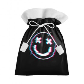 Подарочный 3D мешок с принтом Glitch Smile в Курске, 100% полиэстер | Размер: 29*39 см | art | glitch | smile | арт | глитч | глич | картинка | картинки | мода | прикольная | прикольные | смайл | смайли | смайлик | тренд | тренды