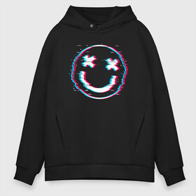 Мужское худи Oversize хлопок с принтом Glitch Smile в Курске, френч-терри — 70% хлопок, 30% полиэстер. Мягкий теплый начес внутри —100% хлопок | боковые карманы, эластичные манжеты и нижняя кромка, капюшон на магнитной кнопке | Тематика изображения на принте: art | glitch | smile | арт | глитч | глич | картинка | картинки | мода | прикольная | прикольные | смайл | смайли | смайлик | тренд | тренды