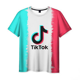 Мужская футболка 3D с принтом TIKTOK в Курске, 100% полиэфир | прямой крой, круглый вырез горловины, длина до линии бедер | tik | tik tok | tiktok | tok | тик | тик ток | тикток | ток