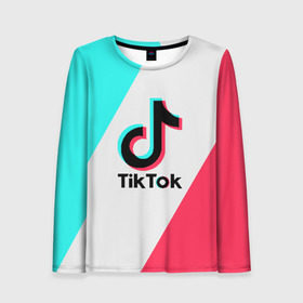 Женский лонгслив 3D с принтом TIKTOK в Курске, 100% полиэстер | длинные рукава, круглый вырез горловины, полуприлегающий силуэт | tik | tik tok | tiktok | tok | тик | тик ток | тикток | ток