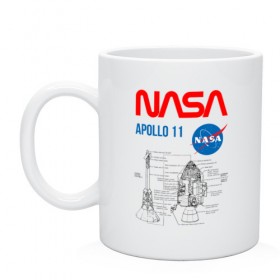 Кружка с принтом Nasa Apollo 11 (двухсторонняя) в Курске, керамика | объем — 330 мл, диаметр — 80 мм. Принт наносится на бока кружки, можно сделать два разных изображения | apollo 11 | apolo 11 | apolon 11 | аполлон 11 | аполон 11 | наса | насса