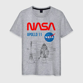 Мужская футболка хлопок с принтом Nasa Apollo 11 (двухсторонняя) в Курске, 100% хлопок | прямой крой, круглый вырез горловины, длина до линии бедер, слегка спущенное плечо. | apollo 11 | apolo 11 | apolon 11 | аполлон 11 | аполон 11 | наса | насса