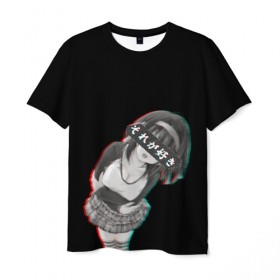 Мужская футболка 3D с принтом Anime Girl в Курске, 100% полиэфир | прямой крой, круглый вырез горловины, длина до линии бедер | ahegao | anime | girl | girls | hikky | kawaii | kowai | senpai | waifu | yandre | аниме | ахегао | вайфу | девушка | кавай | кун | семпай | сенпай | тян