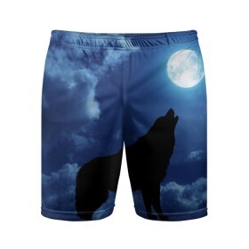 Мужские шорты спортивные с принтом WOLF в Курске,  |  | wolf | волк | луна | ночь