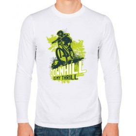 Мужской лонгслив хлопок с принтом Downhill в Курске, 100% хлопок |  | downhill | велосипед | велосипедист | велоспорт | скоростной спуск | экстрим