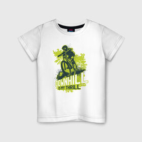 Детская футболка хлопок с принтом Downhill в Курске, 100% хлопок | круглый вырез горловины, полуприлегающий силуэт, длина до линии бедер | downhill | велосипед | велосипедист | велоспорт | скоростной спуск | экстрим