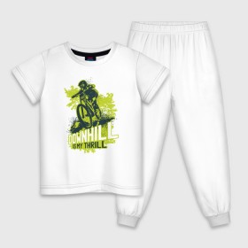 Детская пижама хлопок с принтом Downhill в Курске, 100% хлопок |  брюки и футболка прямого кроя, без карманов, на брюках мягкая резинка на поясе и по низу штанин
 | downhill | велосипед | велосипедист | велоспорт | скоростной спуск | экстрим