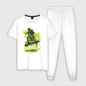 Мужская пижама хлопок с принтом Downhill в Курске, 100% хлопок | брюки и футболка прямого кроя, без карманов, на брюках мягкая резинка на поясе и по низу штанин
 | downhill | велосипед | велосипедист | велоспорт | скоростной спуск | экстрим