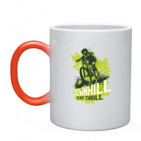 Кружка хамелеон с принтом Downhill в Курске, керамика | меняет цвет при нагревании, емкость 330 мл | downhill | велосипед | велосипедист | велоспорт | скоростной спуск | экстрим