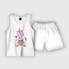 Детская пижама с шортами хлопок с принтом Игрок Единорог в Курске,  |  | game | gamer | unicorn | единорог | игра | игрок | игры