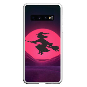 Чехол для Samsung Galaxy S10 с принтом The Witch(Happy Halloween) в Курске, Силикон | Область печати: задняя сторона чехла, без боковых панелей | Тематика изображения на принте: halloween | halloweenparty | witch | в подарок | ведьма | ведьмочка | вечеринка | детский дизайн | детский рисунок | для подарка | закат солнца | мягкие цвета | пати | хэллоуин