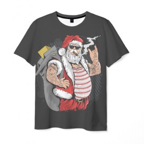 Мужская футболка 3D с принтом Bad santa в Курске, 100% полиэфир | прямой крой, круглый вырез горловины, длина до линии бедер | Тематика изображения на принте: 
