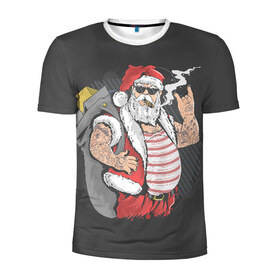 Мужская футболка 3D спортивная с принтом Bad santa в Курске, 100% полиэстер с улучшенными характеристиками | приталенный силуэт, круглая горловина, широкие плечи, сужается к линии бедра | Тематика изображения на принте: 