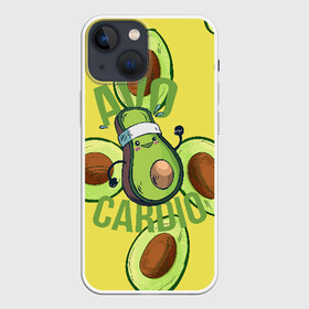 Чехол для iPhone 13 mini с принтом Аво Кардио в Курске,  |  | avocado | cardio | fit | fitness | авокадо | авокардио | бег | кардио | спорт | спортсмен | фитнес