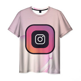 Мужская футболка 3D с принтом Instagram(редактируемое лого) в Курске, 100% полиэфир | прямой крой, круглый вырез горловины, длина до линии бедер | 