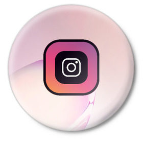 Значок с принтом Instagram(редактируемое лого) в Курске,  металл | круглая форма, металлическая застежка в виде булавки | 