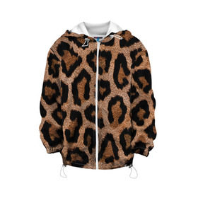 Детская куртка 3D с принтом Леопардовая расцветка в Курске, 100% полиэстер | застежка — молния, подол и капюшон оформлены резинкой с фиксаторами, по бокам — два кармана без застежек, один потайной карман на груди, плотность верхнего слоя — 90 г/м2; плотность флисового подклада — 260 г/м2 | леопард | леопардовая | леопардовые | леопардовый | леопарды | пятнистые | пятнистый | пятнистым | расцветка