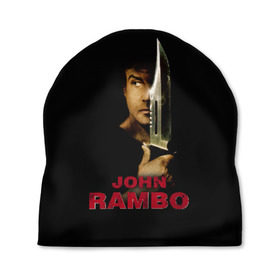 Шапка 3D с принтом John Rambo в Курске, 100% полиэстер | универсальный размер, печать по всей поверхности изделия | action | army | blood | first | john | last | rambo | stallone | states | sylvester | united | usa | армия | боевик | джон | кровь | первая | последняя | рэмбо | сильвестр | сталлоне | сша