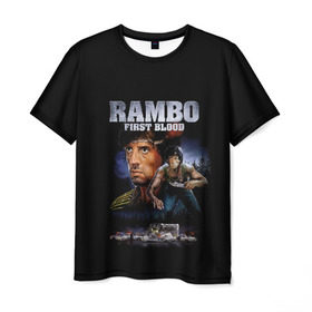 Мужская футболка 3D с принтом Rambo: First Blood в Курске, 100% полиэфир | прямой крой, круглый вырез горловины, длина до линии бедер | action | army | blood | first | john | last | rambo | stallone | states | sylvester | united | usa | армия | боевик | джон | кровь | первая | последняя | рэмбо | сильвестр | сталлоне | сша