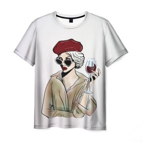 Мужская футболка 3D с принтом Не сходи с ума, сходи за вином! в Курске, 100% полиэфир | прямой крой, круглый вырез горловины, длина до линии бедер | Тематика изображения на принте: 
