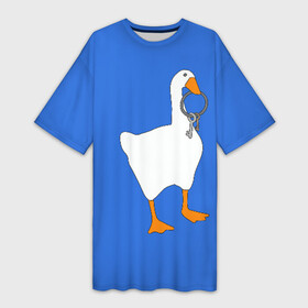 Платье-футболка 3D с принтом Untitled Goose Game в Курске,  |  | epic store | ugg | untitled goose game | гусь | игра без названия | игра про гуся | неназванная игра про гуся