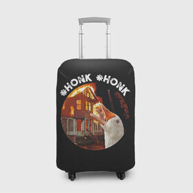 Чехол для чемодана 3D с принтом Honk Honk I am Goose в Курске, 86% полиэфир, 14% спандекс | двустороннее нанесение принта, прорези для ручек и колес | angry goose | goose | honk | гусь | злой гусь | хонк