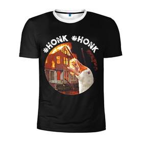 Мужская футболка 3D спортивная с принтом Honk Honk I am Goose в Курске, 100% полиэстер с улучшенными характеристиками | приталенный силуэт, круглая горловина, широкие плечи, сужается к линии бедра | Тематика изображения на принте: angry goose | goose | honk | гусь | злой гусь | хонк