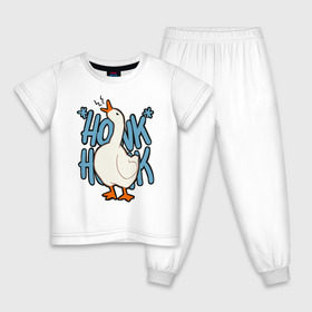 Детская пижама хлопок с принтом КРЯ-КРЯ в Курске, 100% хлопок |  брюки и футболка прямого кроя, без карманов, на брюках мягкая резинка на поясе и по низу штанин
 | meme | untitled goose game | злой гусь | мем | птица