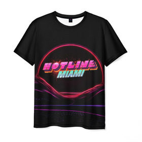 Мужская футболка 3D с принтом Hotline miami(neon) в Курске, 100% полиэфир | прямой крой, круглый вырез горловины, длина до линии бедер | 2d игры | game | hotline miam | neon | retrowave | в подарок | игра | надпись | неон | фанатам | хотлайн маями
