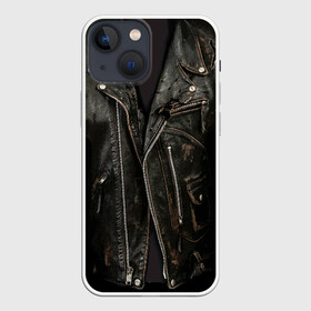 Чехол для iPhone 13 mini с принтом Косуха терминатора в Курске,  |  | Тематика изображения на принте: арнольд | доспехи | замки | застежки | касуха | клепки | кожа | кожаная | кожанка | костюм | косуха | куртец | куртка | молнии | панк | потертая | рок | старая | терминатор | тертая