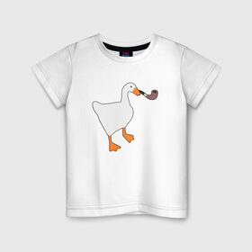 Детская футболка хлопок с принтом Untitled Goose в Курске, 100% хлопок | круглый вырез горловины, полуприлегающий силуэт, длина до линии бедер | evil | game | goose | mem | memes | untitled | гусь | злой | игра | мем | осторожно