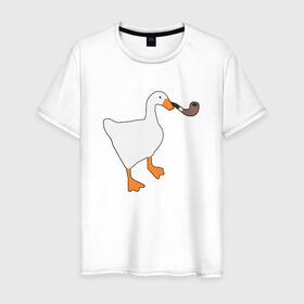 Мужская футболка хлопок с принтом Untitled Goose в Курске, 100% хлопок | прямой крой, круглый вырез горловины, длина до линии бедер, слегка спущенное плечо. | Тематика изображения на принте: evil | game | goose | mem | memes | untitled | гусь | злой | игра | мем | осторожно