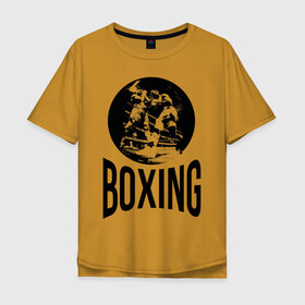 Мужская футболка хлопок Oversize с принтом Boxing (двухсторонняя) в Курске, 100% хлопок | свободный крой, круглый ворот, “спинка” длиннее передней части | Тематика изображения на принте: boxer | boxing | fight | mma | бокс | боксер | тайский бокс