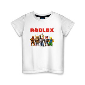 Детская футболка хлопок с принтом ROBLOX в Курске, 100% хлопок | круглый вырез горловины, полуприлегающий силуэт, длина до линии бедер | roblox | roblox simulator. | код роблокс | роблокс | роблокс симулятор