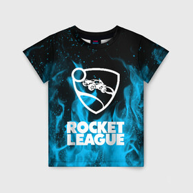 Детская футболка 3D с принтом ROCKET LEAGUE в Курске, 100% гипоаллергенный полиэфир | прямой крой, круглый вырез горловины, длина до линии бедер, чуть спущенное плечо, ткань немного тянется | racing. | rocket league | rocket league garage | rocket trade | гонки | рокет лига