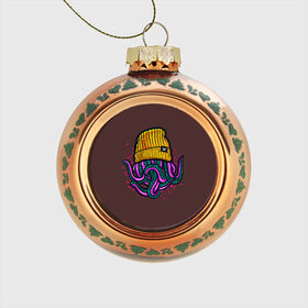 Стеклянный ёлочный шар с принтом Octopus(Lil Peep, GBC) в Курске, Стекло | Диаметр: 80 мм | gbc | lil | peep | rap | rock | бордовый | желтый | зеленый | исполнитель | картинка | надпись на спине | осьминог | редактируемый дизайн | рок | рэп | рэпер | сочный цвет | фиолетовый