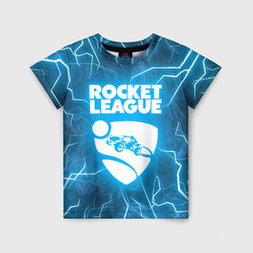 Детская футболка 3D с принтом ROCKET LEAGUE в Курске, 100% гипоаллергенный полиэфир | прямой крой, круглый вырез горловины, длина до линии бедер, чуть спущенное плечо, ткань немного тянется | racing. | rocket league | rocket league garage | rocket trade | гонки | рокет лига