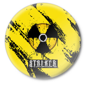 Значок с принтом S.T.A.L.K.E.R. в Курске,  металл | круглая форма, металлическая застежка в виде булавки | Тематика изображения на принте: game | stalker | зона | игра | радиация | сталкер | чернобыль