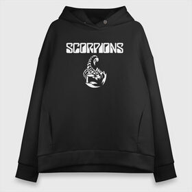 Женское худи Oversize хлопок с принтом SCORPIONS в Курске, френч-терри — 70% хлопок, 30% полиэстер. Мягкий теплый начес внутри —100% хлопок | боковые карманы, эластичные манжеты и нижняя кромка, капюшон на магнитной кнопке | Тематика изображения на принте: scorpions | клаус майне | маттиас ябс | микки ди | павел мончивода | рудольф шенкер | скорпион | скорпионс