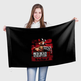 Флаг 3D с принтом Red Dead Redemption в Курске, 100% полиэстер | плотность ткани — 95 г/м2, размер — 67 х 109 см. Принт наносится с одной стороны | dead | gamer | john | marston | rdr | red | redemption | rockstar | shooter | western | вестерн | джон | марстон | шутер