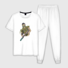 Мужская пижама хлопок с принтом Apex Legends (Октейн) в Курске, 100% хлопок | брюки и футболка прямого кроя, без карманов, на брюках мягкая резинка на поясе и по низу штанин
 | 
