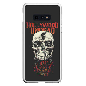 Чехол для Samsung S10E с принтом Hollywood Undead в Курске, Силикон | Область печати: задняя сторона чехла, без боковых панелей | hollywood | logo | mask | rap | rock | skull | undead | голливуд | лого | логотип | маски | нежить | реп | рок | рэп | череп | черепа