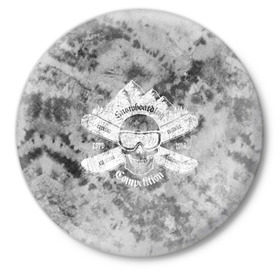Значок с принтом tie-dye snowboarding в Курске,  металл | круглая форма, металлическая застежка в виде булавки | горы | зима | природа | снег | сноуборд | спорт