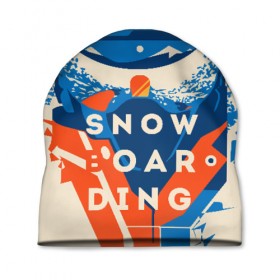 Шапка 3D с принтом SNOW BOAR DING в Курске, 100% полиэстер | универсальный размер, печать по всей поверхности изделия | горы | зима | природа | снег | сноуборд | спорт