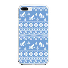 Чехол для iPhone 7Plus/8 Plus матовый с принтом Вязаный свитер с лыжниками в Курске, Силикон | Область печати: задняя сторона чехла, без боковых панелей | горы | зима | лыжи | природа | снег | спорт