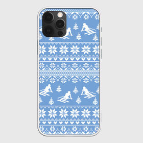 Чехол для iPhone 12 Pro Max с принтом Вязаный свитер с лыжниками в Курске, Силикон |  | горы | зима | лыжи | природа | снег | спорт
